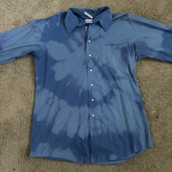 Blue Tie Dye Button Up Shirt - Picture 4 of 9